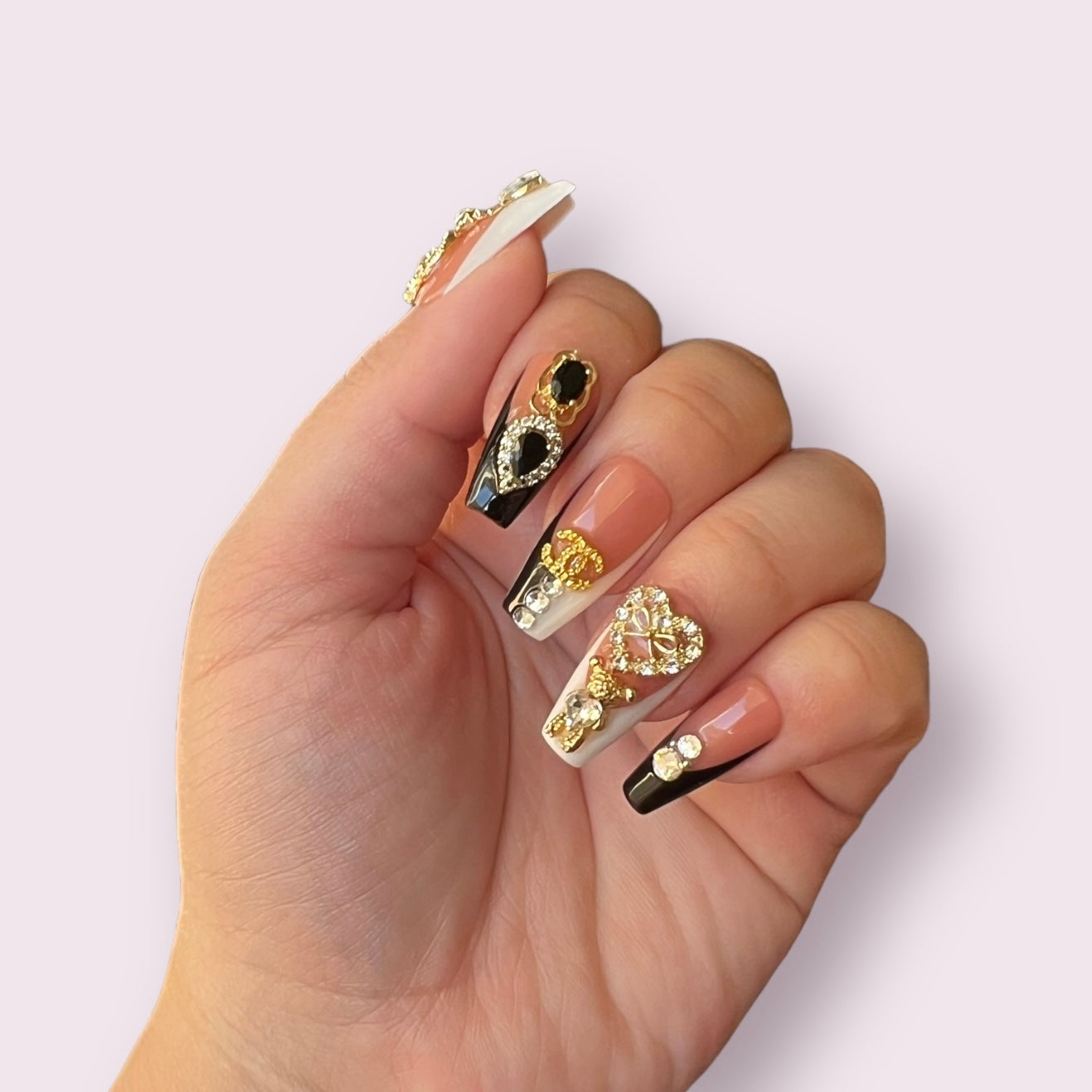 Luxurious Handmade Acrylic Press On Nails - B23 - High Quality, Reusable, & Waterproof - Hojhuam's Essential Comforts