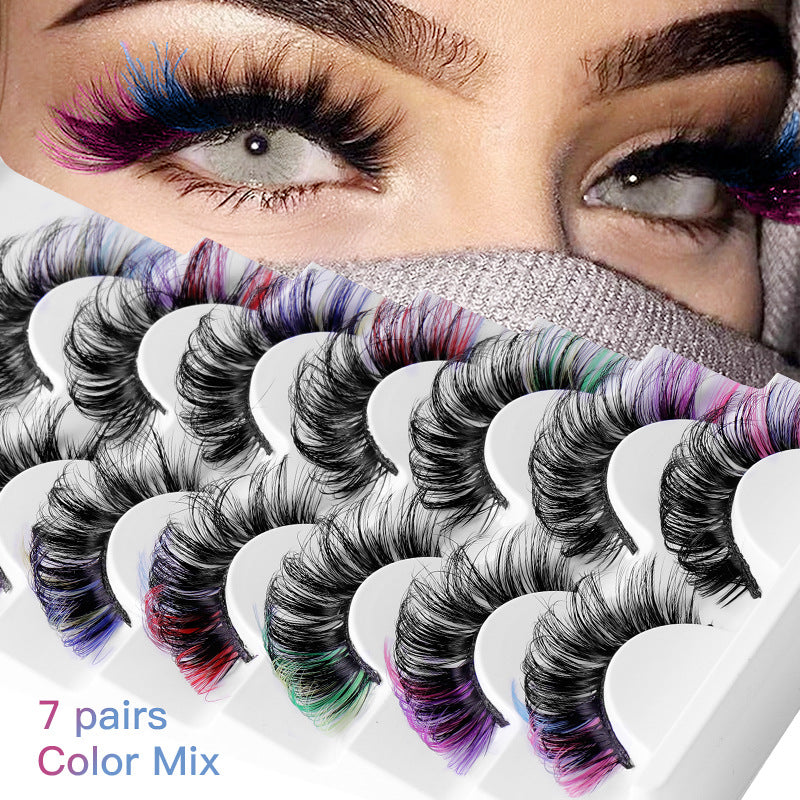 7 Pairs Of Multi-Layered Colorful Eyelashes