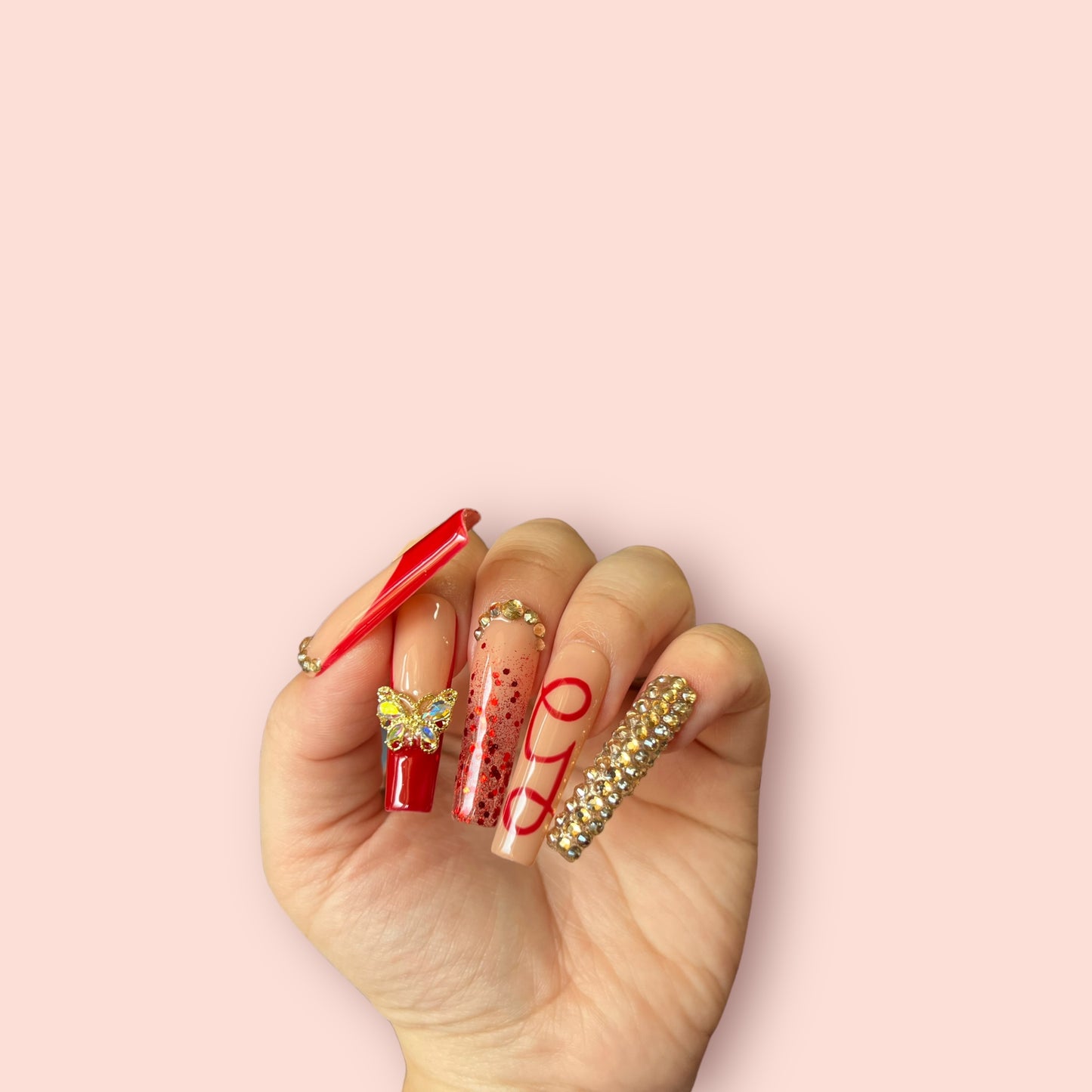 Luxurious Handmade Acrylic Press On Nails - B8 - High Quality, Reusable, & Waterproof - Hojhuam's Essential Comforts
