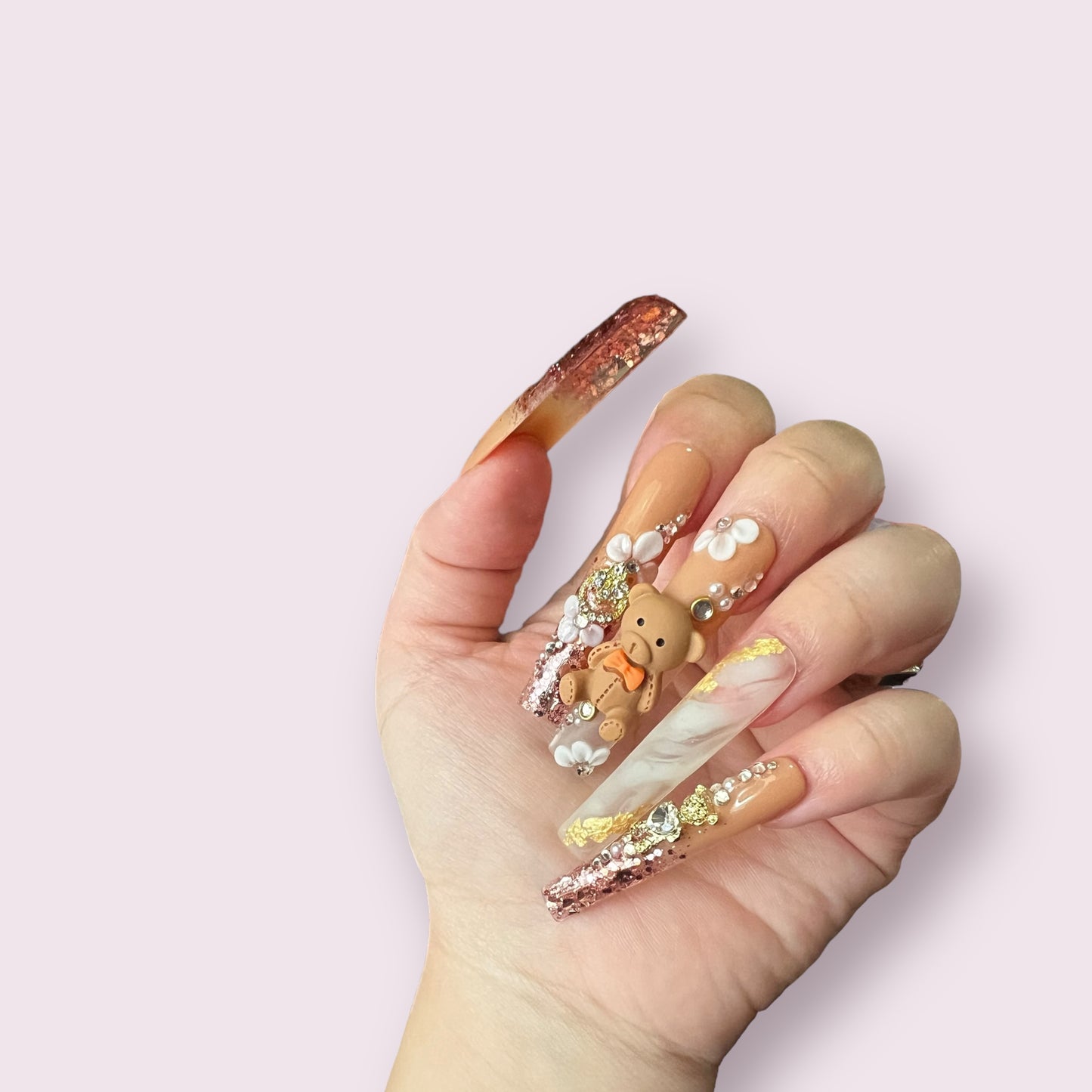 Luxurious Handmade Acrylic Press On Nails - B4 - High Quality, Reusable, & Waterproof - Hojhuam's Essential Comforts