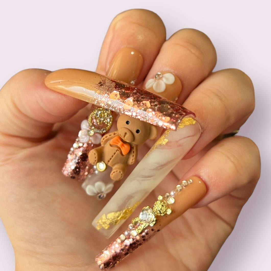 Luxurious Handmade Acrylic Press On Nails - B4 - High Quality, Reusable, & Waterproof - Hojhuam's Essential Comforts
