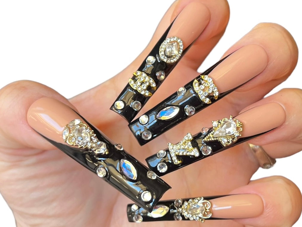 Luxurious Handmade Acrylic Press On Nails - A27 - High Quality, Reusable, & Waterproof - Hojhuam's Essential Comforts