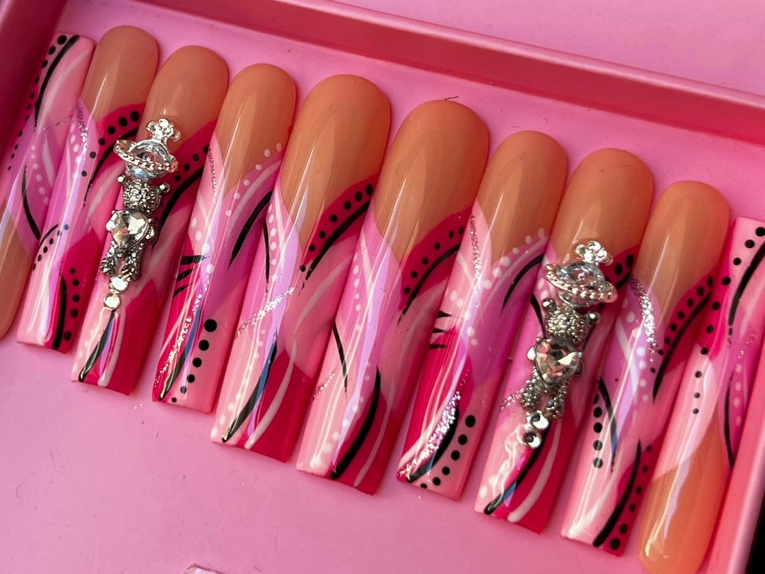 Luxurious Handmade Acrylic Press On Nails - B21 - High Quality, Reusable, & Waterproof - Hojhuam's Essential Comforts