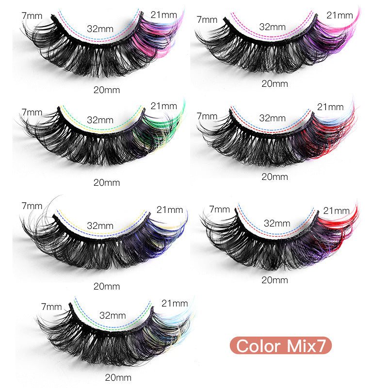 7 Pairs Of Multi-Layered Colorful Eyelashes