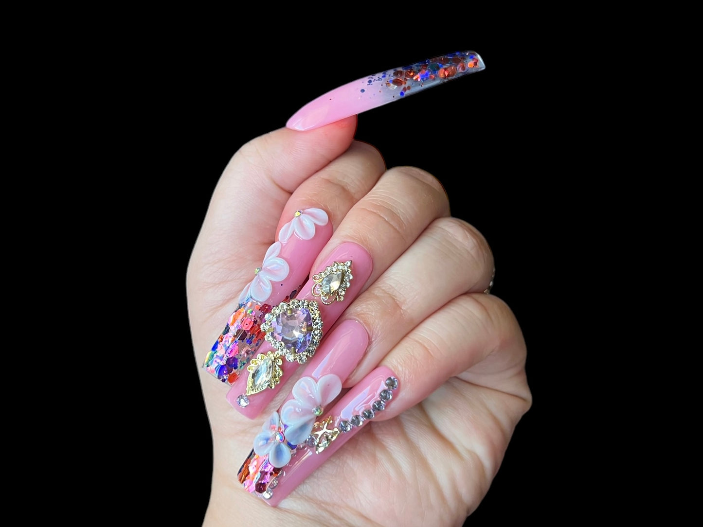 Luxurious Handmade Acrylic Press On Nails - B16 - High Quality, Reusable, & Waterproof - Hojhuam's Essential Comforts
