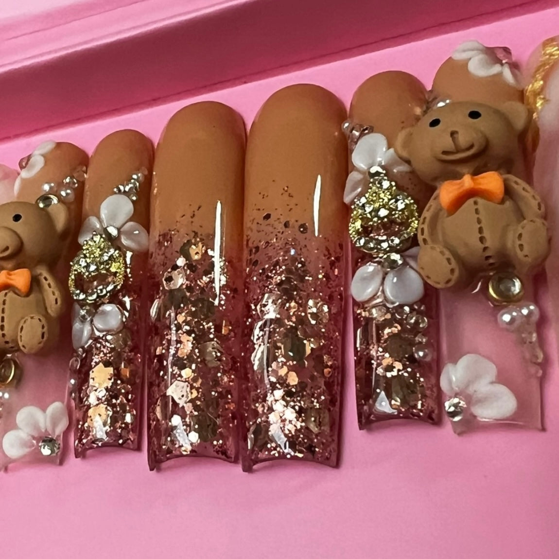 Luxurious Handmade Acrylic Press On Nails - B4 - High Quality, Reusable, & Waterproof - Hojhuam's Essential Comforts