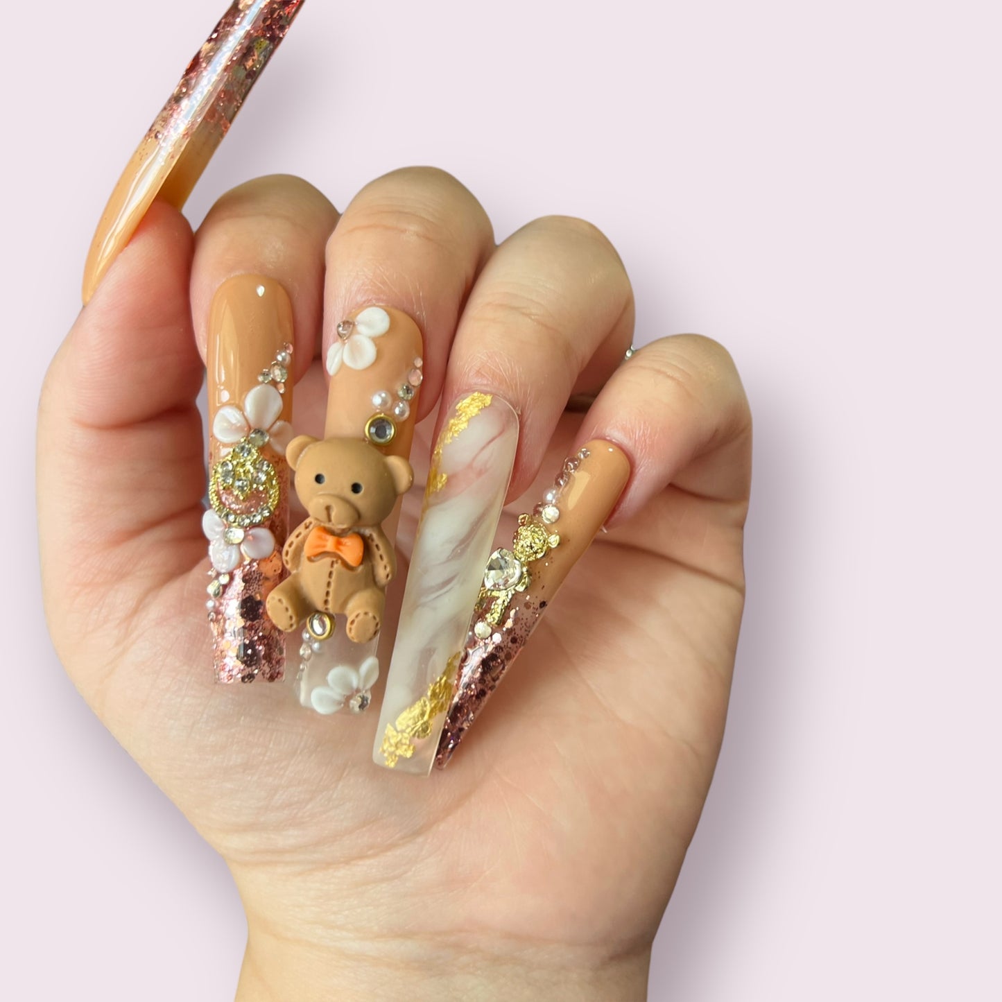 Luxurious Handmade Acrylic Press On Nails - B4 - High Quality, Reusable, & Waterproof - Hojhuam's Essential Comforts