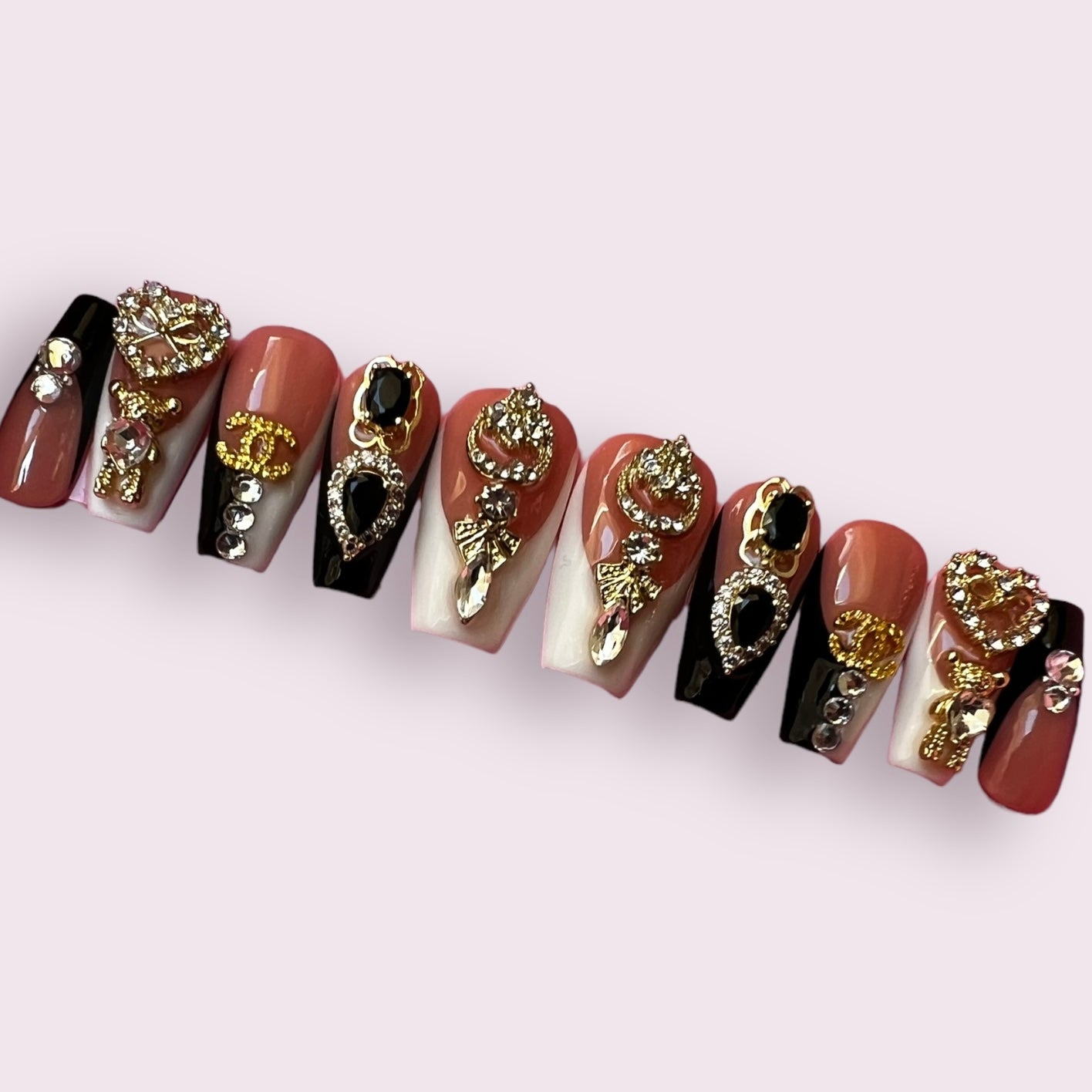 Luxurious Handmade Acrylic Press On Nails - B23 - High Quality, Reusable, & Waterproof - Hojhuam's Essential Comforts