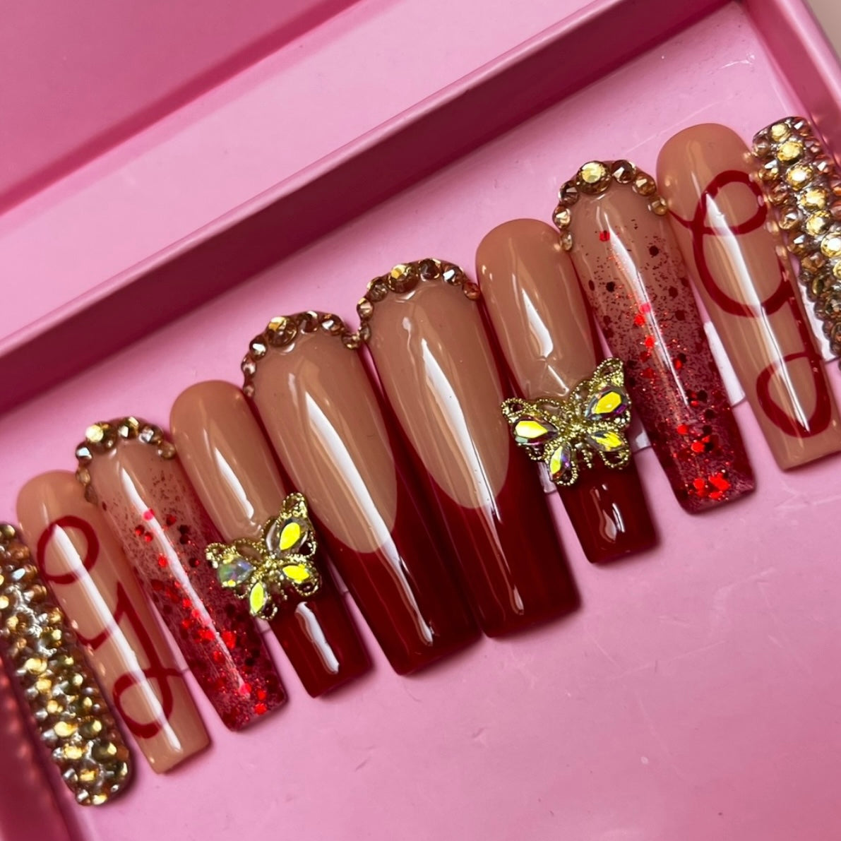 Luxurious Handmade Acrylic Press On Nails - B8 - High Quality, Reusable, & Waterproof - Hojhuam's Essential Comforts