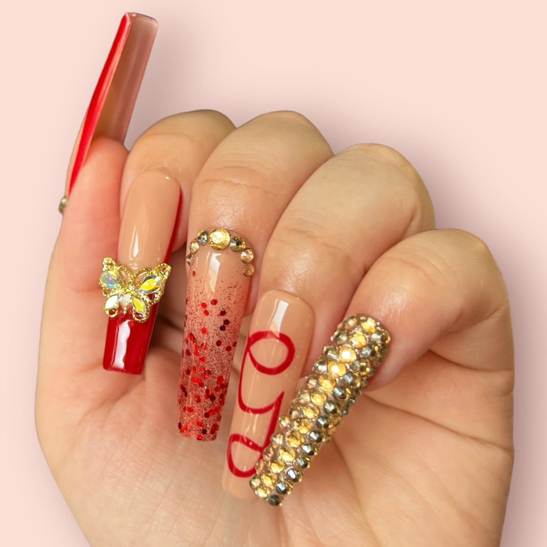 Luxurious Handmade Acrylic Press On Nails - B8 - High Quality, Reusable, & Waterproof - Hojhuam's Essential Comforts