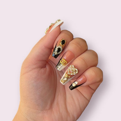 Luxurious Handmade Acrylic Press On Nails - B23 - High Quality, Reusable, & Waterproof - Hojhuam's Essential Comforts