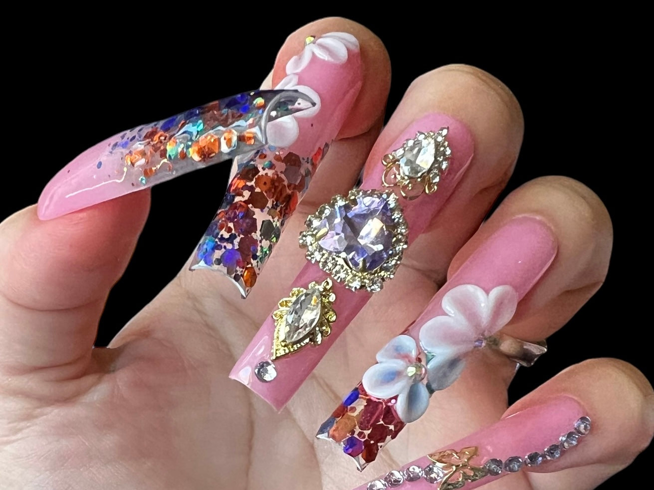 Luxurious Handmade Acrylic Press On Nails - B16 - High Quality, Reusable, & Waterproof - Hojhuam's Essential Comforts
