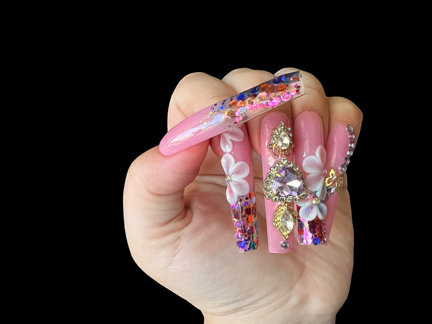 Luxurious Handmade Acrylic Press On Nails - B16 - High Quality, Reusable, & Waterproof - Hojhuam's Essential Comforts