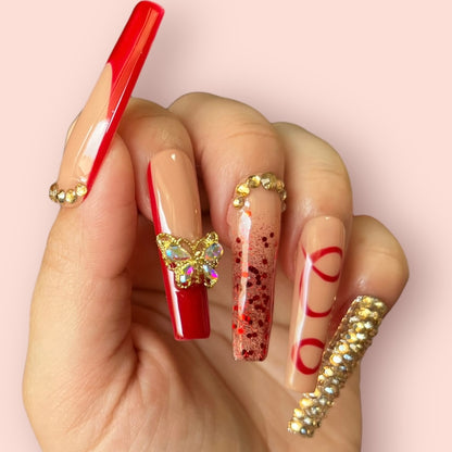 Luxurious Handmade Acrylic Press On Nails - B8 - High Quality, Reusable, & Waterproof - Hojhuam's Essential Comforts
