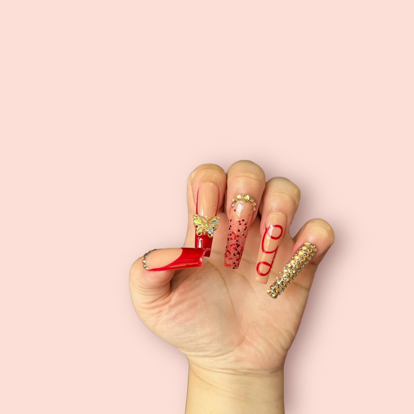 Luxurious Handmade Acrylic Press On Nails - B8 - High Quality, Reusable, & Waterproof - Hojhuam's Essential Comforts
