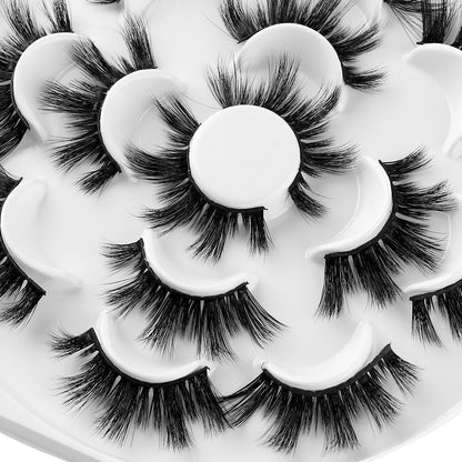 7 Pairs 3D Mink Hair False Eyelashes 25mm Lashes Thick Long Wispy Fluffy Handmade