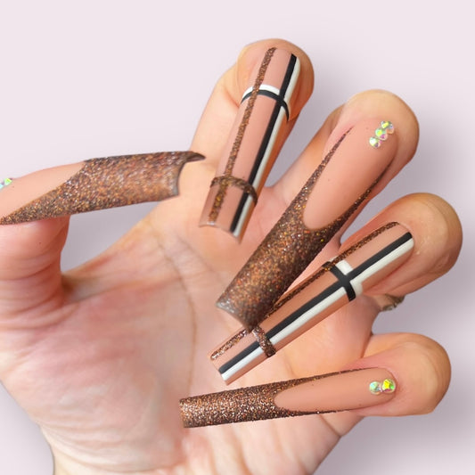 Luxurious Handmade Acrylic Press On Nails - A26 - High Quality, Reusable, & Waterproof - Hojhuam's Essential Comforts