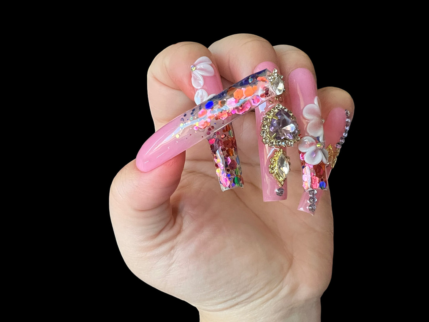 Luxurious Handmade Acrylic Press On Nails - B16 - High Quality, Reusable, & Waterproof - Hojhuam's Essential Comforts