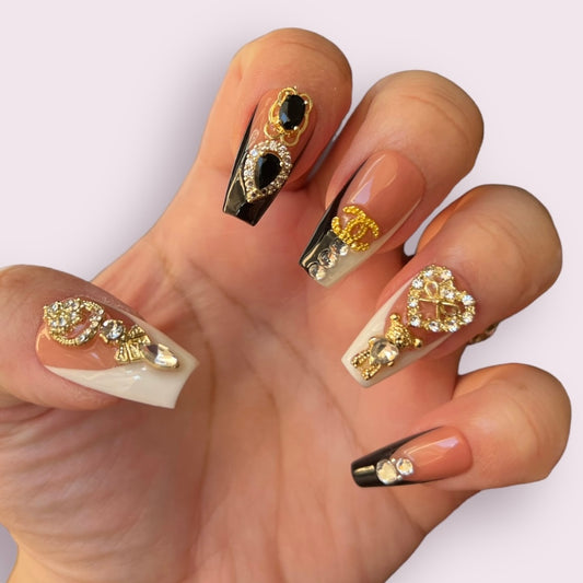 Luxurious Handmade Acrylic Press On Nails - B23 - High Quality, Reusable, & Waterproof - Hojhuam's Essential Comforts