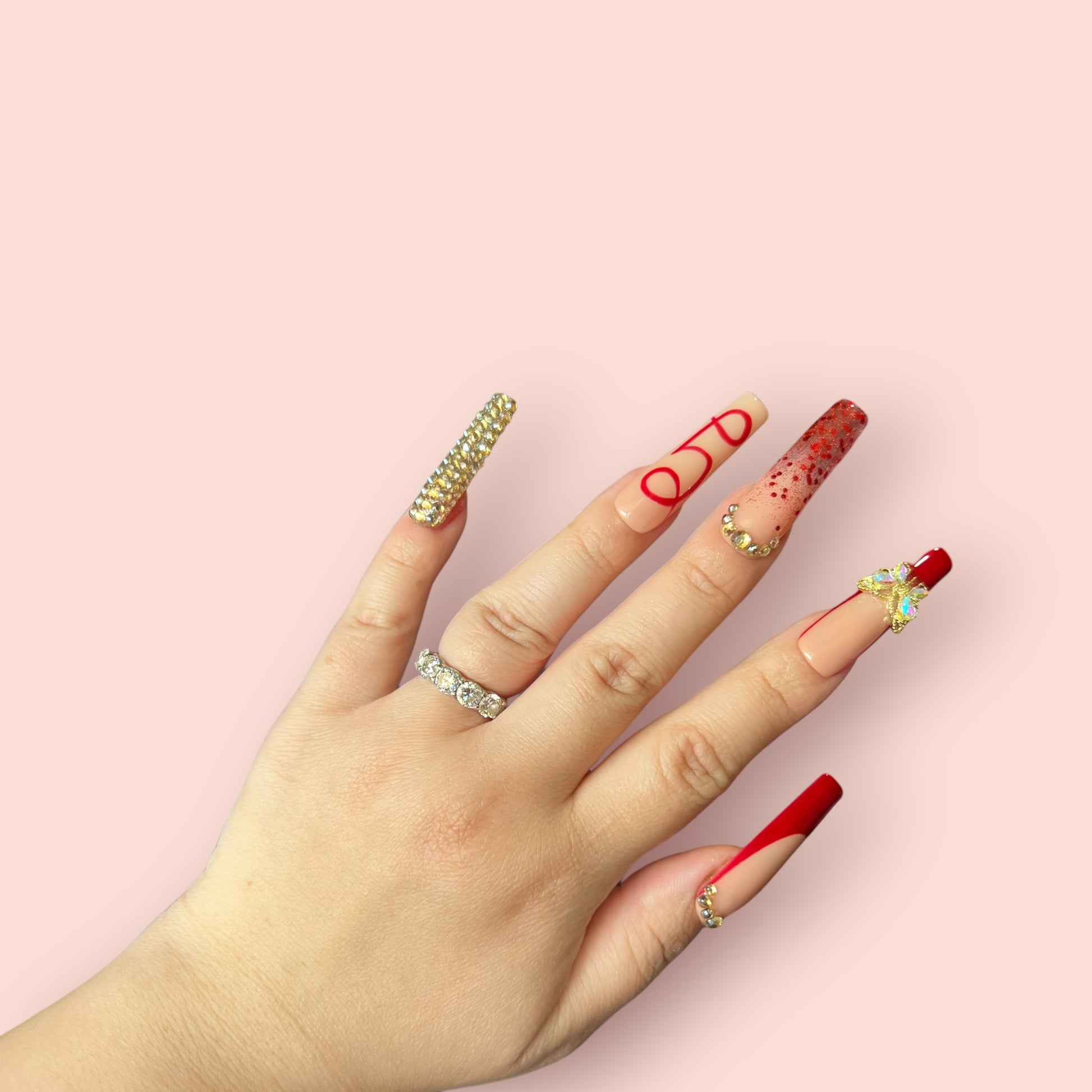 Luxurious Handmade Acrylic Press On Nails - B8 - High Quality, Reusable, & Waterproof - Hojhuam's Essential Comforts