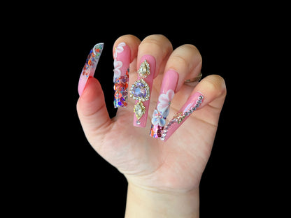 Luxurious Handmade Acrylic Press On Nails - B16 - High Quality, Reusable, & Waterproof - Hojhuam's Essential Comforts