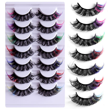 7 Pairs Of Multi-Layered Colorful Eyelashes