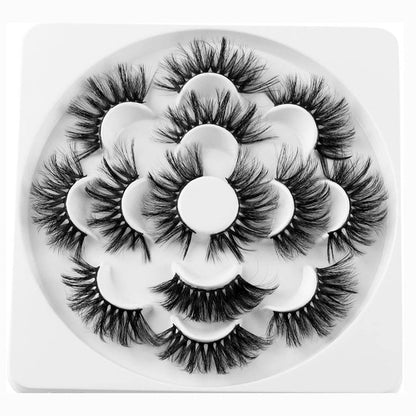 7 Pairs 3D Mink Hair False Eyelashes 25mm Lashes Thick Long Wispy Fluffy Handmade