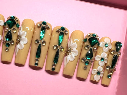 Luxurious Handmade Acrylic Press On Nails - C1 - High Quality, Reusable, & Waterproof - Hojhuam's Essential Comforts