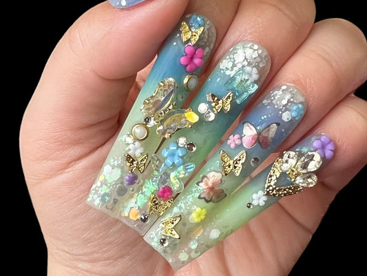 Luxurious Handmade Acrylic Press On Nails - B9 - High Quality, Reusable, & Waterproof - Hojhuam's Essential Comforts