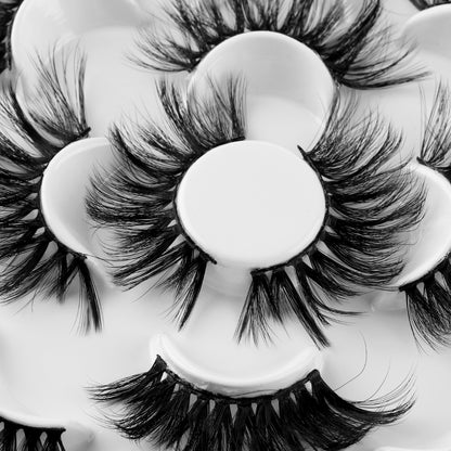 7 Pairs 3D Mink Hair False Eyelashes 25mm Lashes Thick Long Wispy Fluffy Handmade