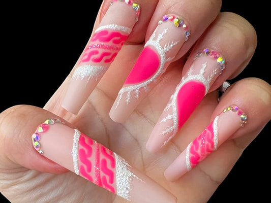 Luxurious Handmade Acrylic Press On Nails - B14 - High Quality, Reusable, & Waterproof - Hojhuam's Essential Comforts