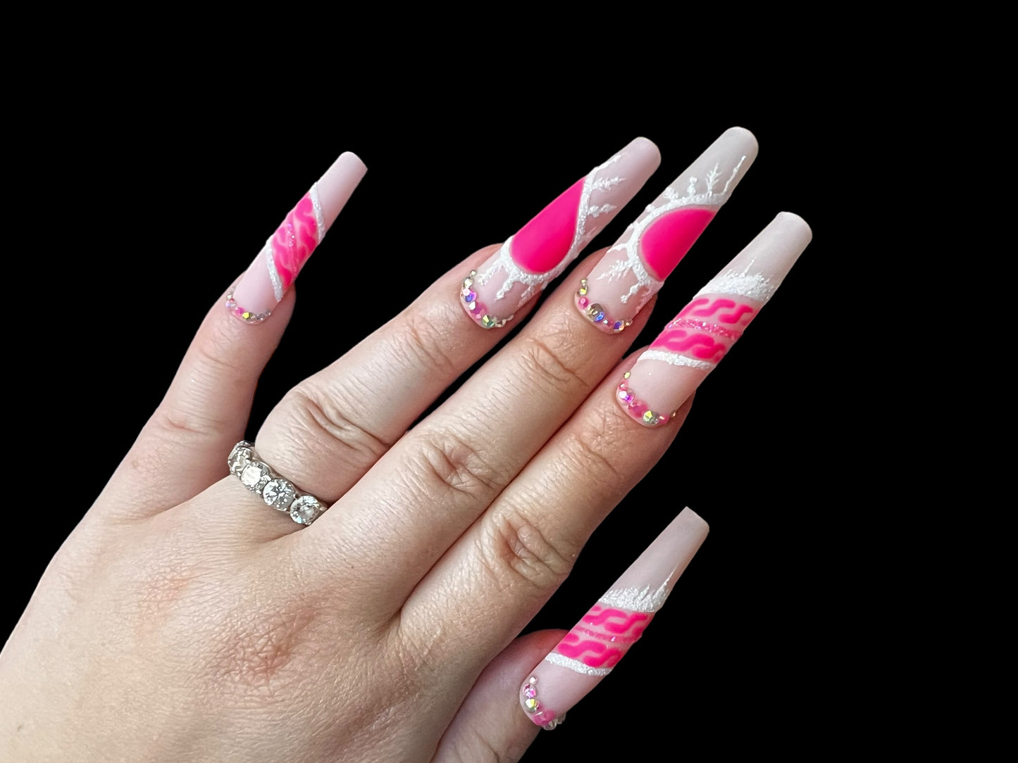 Luxurious Handmade Acrylic Press On Nails - B14 - High Quality, Reusable, & Waterproof - Hojhuam's Essential Comforts