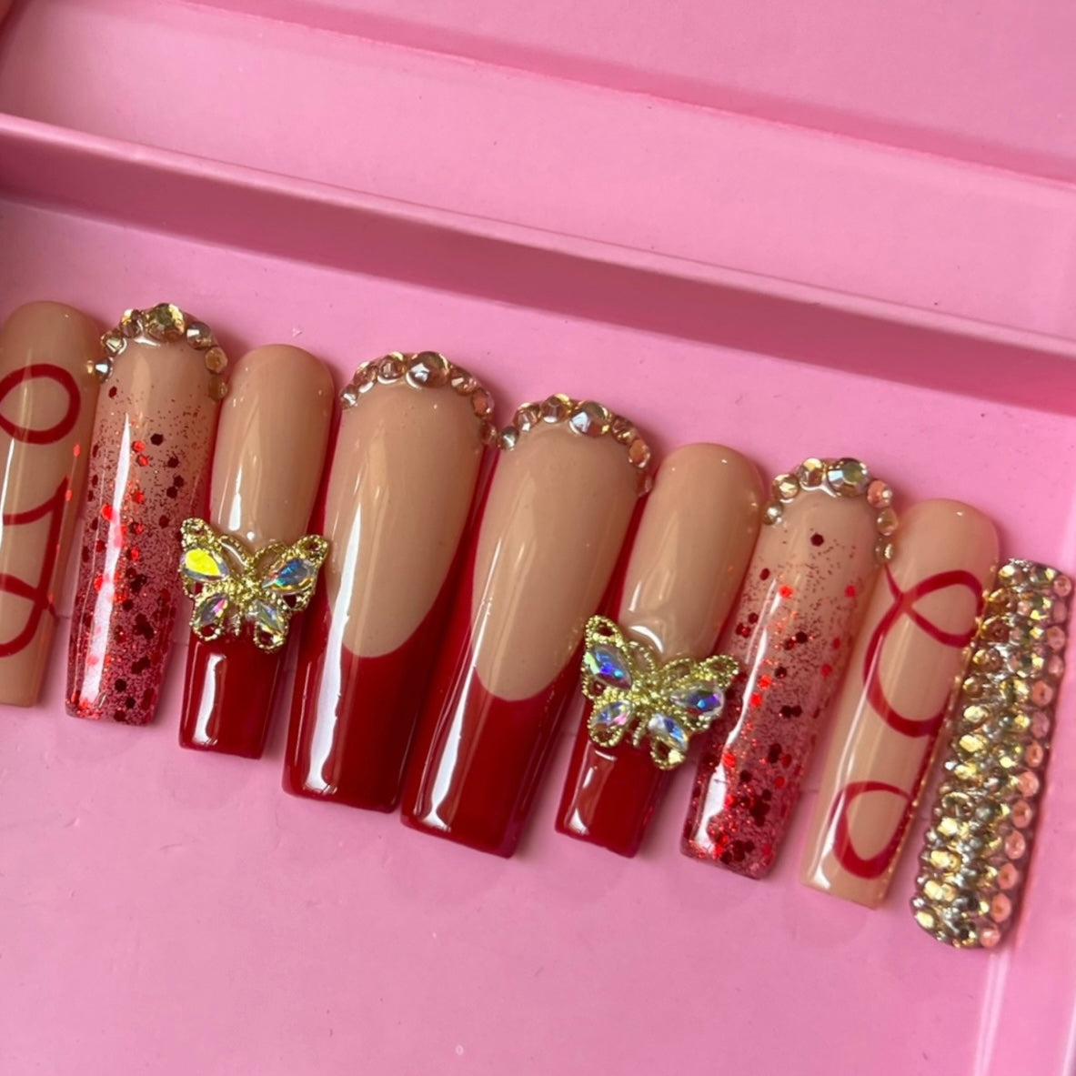 Luxurious Handmade Acrylic Press On Nails - B8 - High Quality, Reusable, & Waterproof - Hojhuam's Essential Comforts