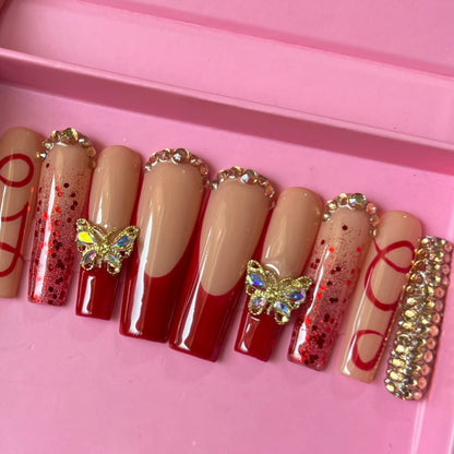 Luxurious Handmade Acrylic Press On Nails - B8 - High Quality, Reusable, & Waterproof - Hojhuam's Essential Comforts
