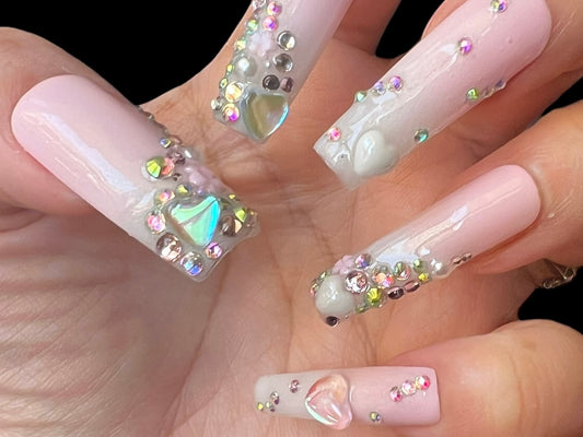 Luxurious Handmade Acrylic Press On Nails - A25 - High Quality, Reusable, & Waterproof - Hojhuam's Essential Comforts
