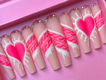 Luxurious Handmade Acrylic Press On Nails - B14 - High Quality, Reusable, & Waterproof - Hojhuam's Essential Comforts