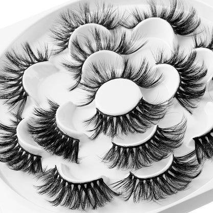 7 Pairs 3D Mink Hair False Eyelashes 25mm Lashes Thick Long Wispy Fluffy Handmade