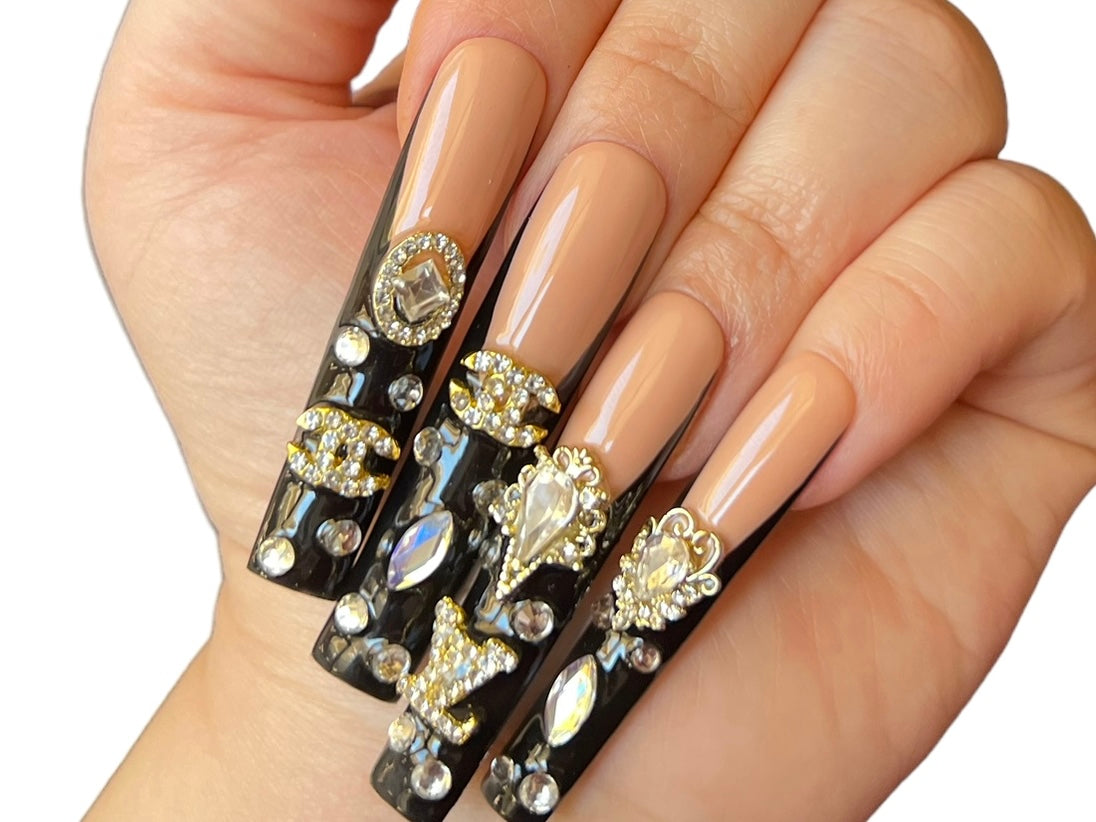 Luxurious Handmade Acrylic Press On Nails - A27 - High Quality, Reusable, & Waterproof - Hojhuam's Essential Comforts