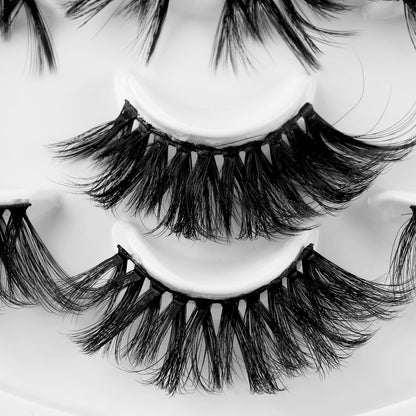 7 Pairs 3D Mink Hair False Eyelashes 25mm Lashes Thick Long Wispy Fluffy Handmade