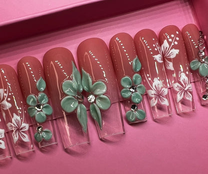 Luxurious Handmade Acrylic Press On Nails - A20 - High Quality, Reusable, & Waterproof - Hojhuam's Essential Comforts
