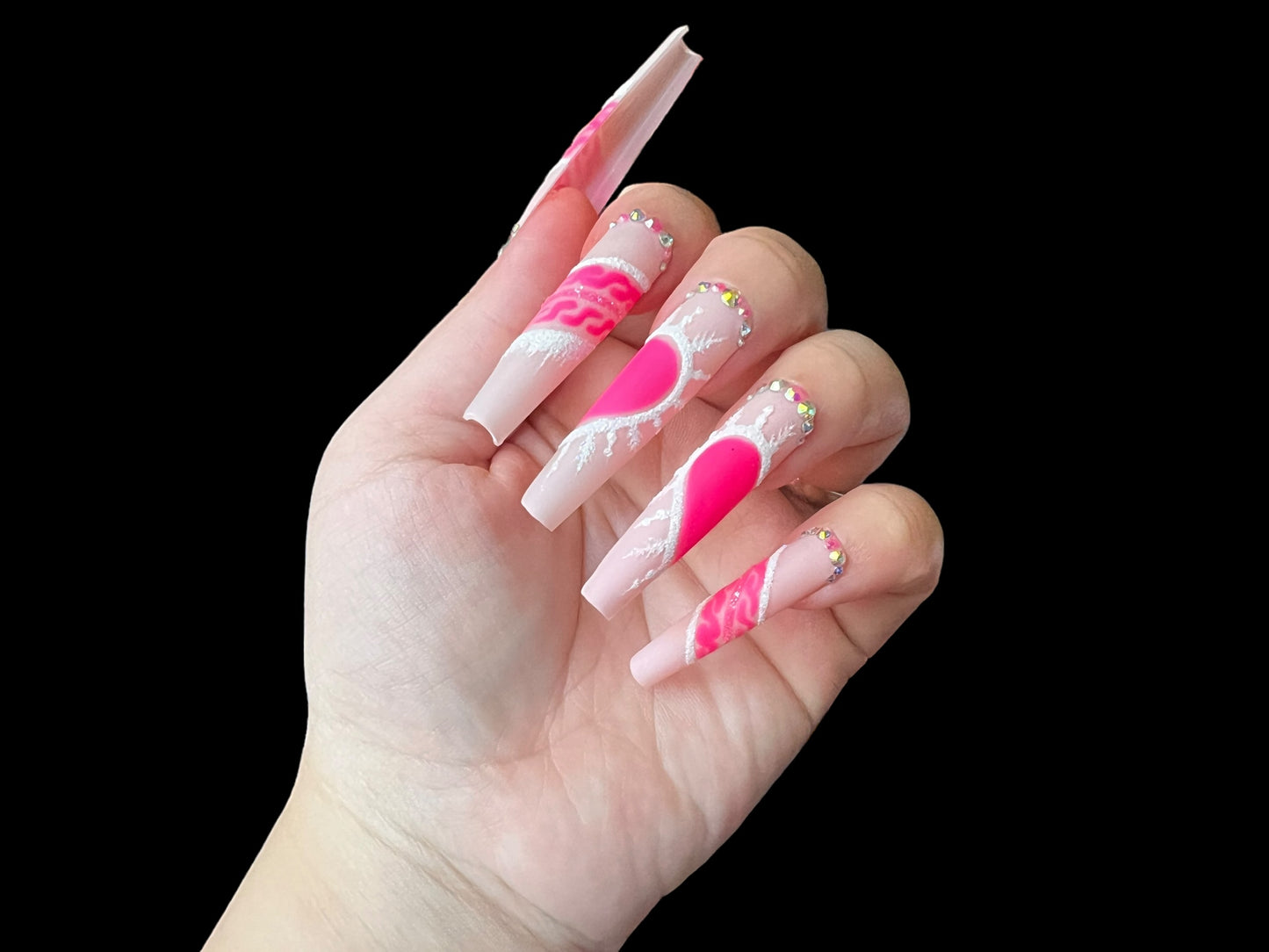 Luxurious Handmade Acrylic Press On Nails - B14 - High Quality, Reusable, & Waterproof - Hojhuam's Essential Comforts