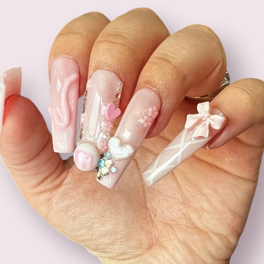 Luxurious Handmade Acrylic Press On Nails - B5 - High Quality, Reusable, & Waterproof - Hojhuam's Essential Comforts
