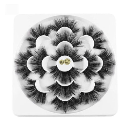 7 Pairs 3D Mink Hair False Eyelashes 25mm Lashes Thick Long Wispy Fluffy Handmade