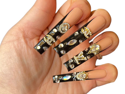 Luxurious Handmade Acrylic Press On Nails - A27 - High Quality, Reusable, & Waterproof - Hojhuam's Essential Comforts