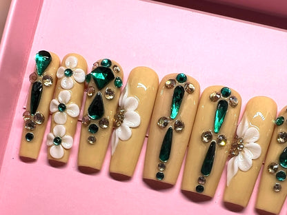 Luxurious Handmade Acrylic Press On Nails - C1 - High Quality, Reusable, & Waterproof - Hojhuam's Essential Comforts