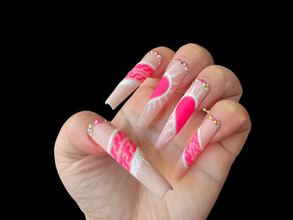 Luxurious Handmade Acrylic Press On Nails - B14 - High Quality, Reusable, & Waterproof - Hojhuam's Essential Comforts