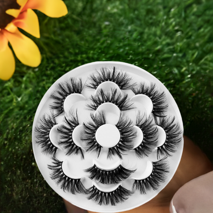7 Pairs 3D Mink Hair False Eyelashes 25mm Lashes Thick Long Wispy Fluffy Handmade